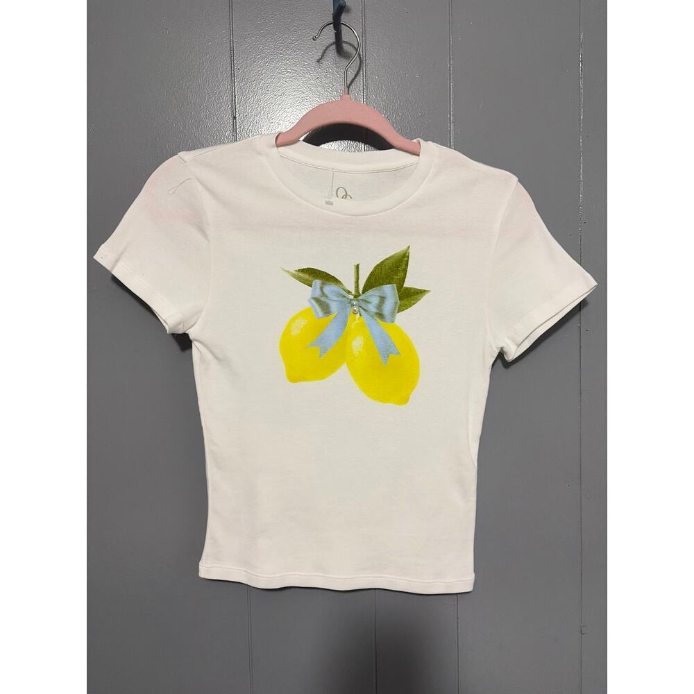 NWOT Organic Generation White Lemon Pearl Cotton Crewneck Baby T-shirt S